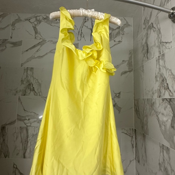 House of CB ‘Tink’ Buttercup Satin Ruffle Mini Dress - Picture 16 of 16